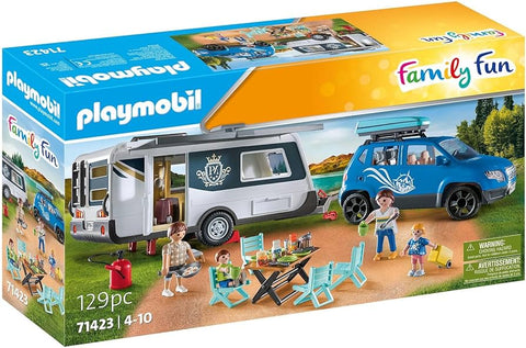 Playmobil Family fun Famille avec voiture et caravan 71423