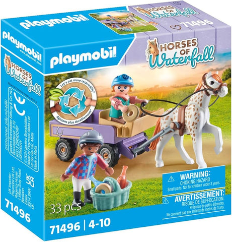 Playmobil Horses of Waterfall enfants avec caleche et poney 71496