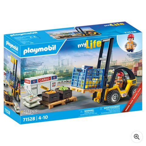 Playmobil my life chariot élévateur avec matériau 71528